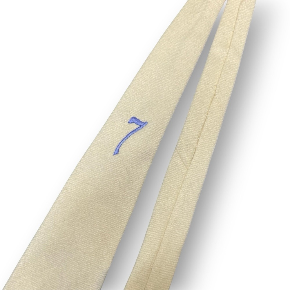 Ermenegildo Zegna 100% Cashmere Tie Ivory Cream Italy Embroidered 7 Luxury